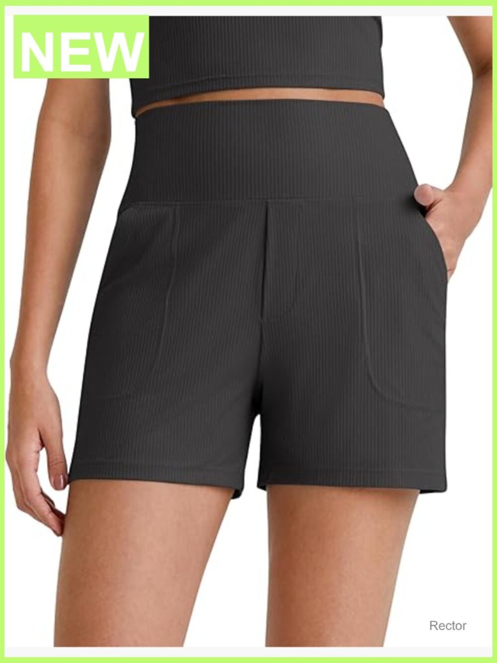 Ribbed High Waisted Athletic Shorts with Pockets Dressy Casual Lounge